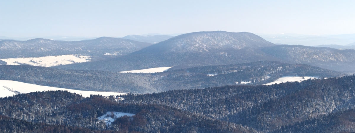 Mountain in winter, (Lackowa - 997m) in Low Beskids