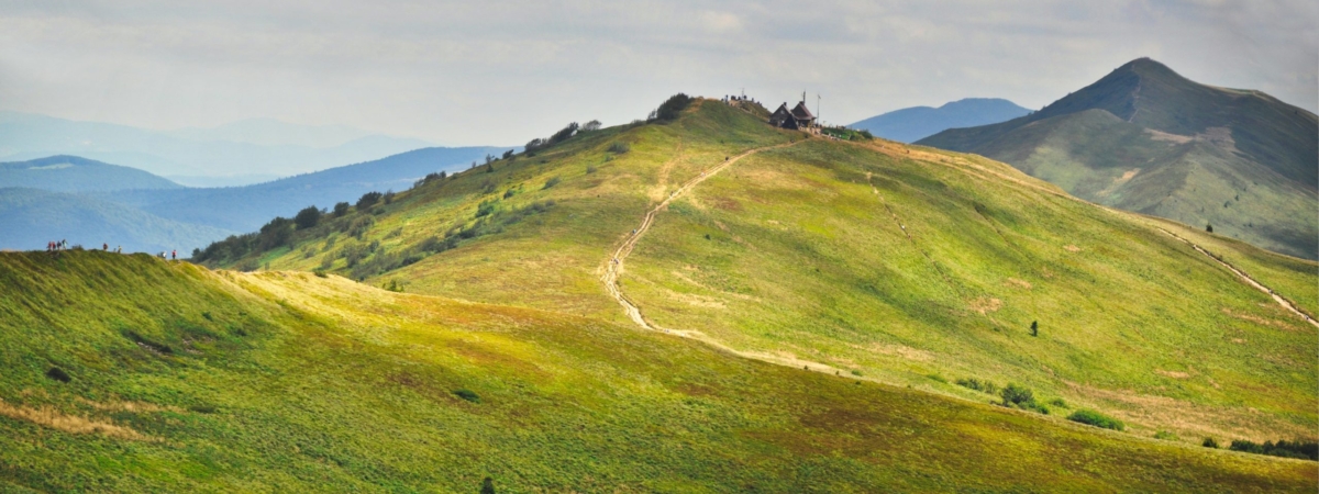 beautiful mountain landscape in the Bieszczady National Park; Bieszczady Mountains sunny day