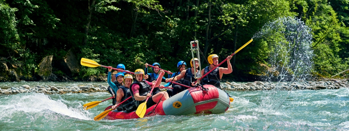 rafting on a mountain river