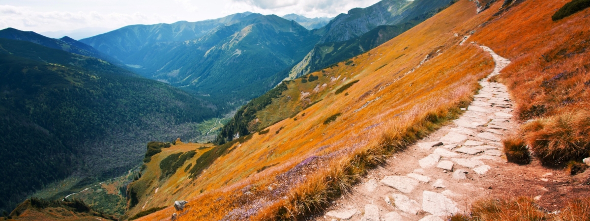 Czerwone Wierchy in Tatry Mountains, Carpathia. Fantasy and colorfull nature landscape. Nature conceptual image.